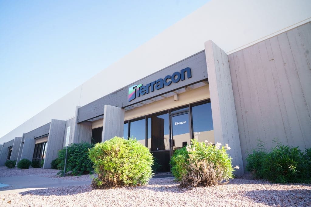 Exterior signage for Terracon in Phoenix, Arizona. Commercial construction Tenant Improvement by Brien Contracting