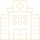 Line drawing icon of a hospital building with a cross symbol at the top center, representing healthcare facilities served by general contracting services Arizona.